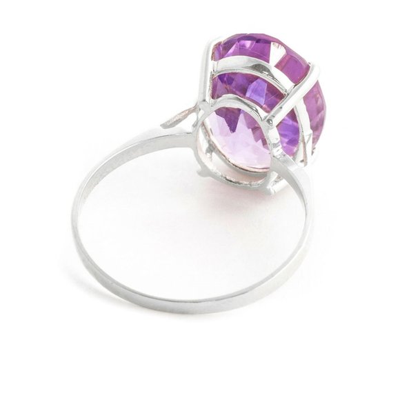 14K. SOLID GOLD RING WITH NATURAL OVAL AMETHYST - Picture 5 of 7